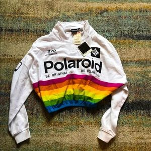 Polaroid Crop Mock Zip Collar Sweat Shirt